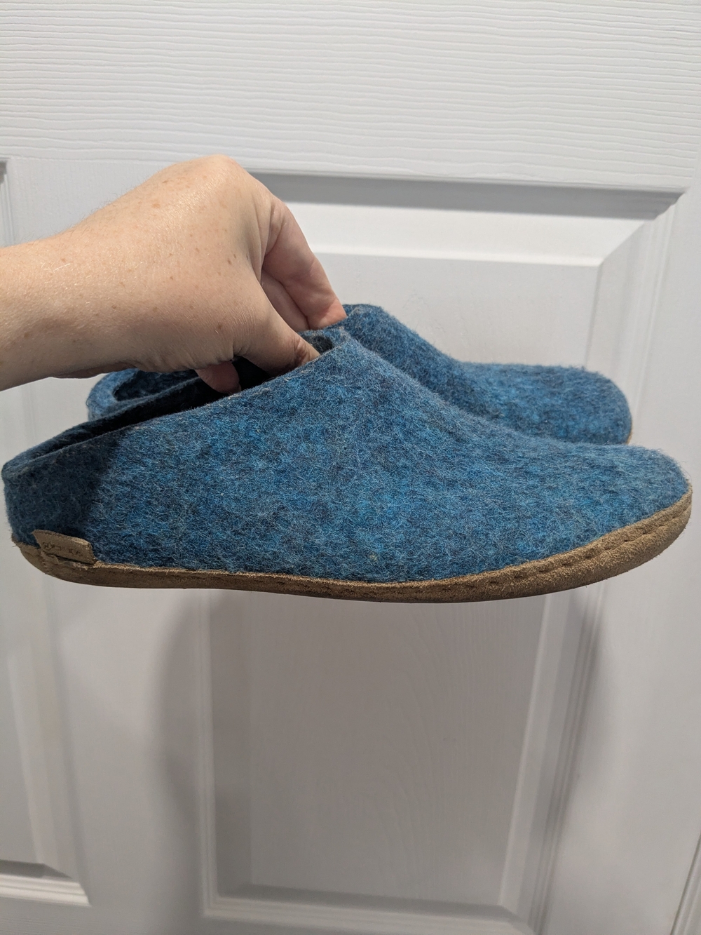 Glerups Blue Wool Slip-On Slippers